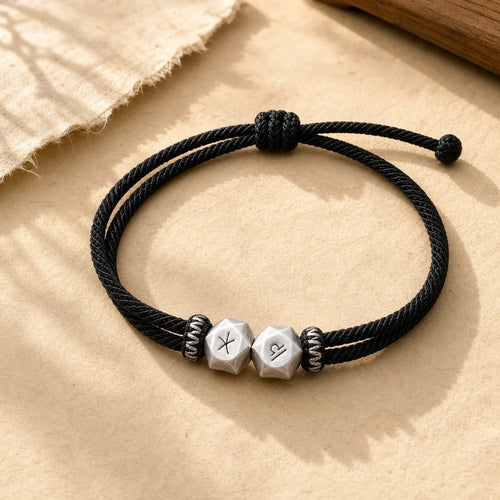 999 Sterling Silver 12 Constellations of the Zodiac Protection Handmade String Bracelet featuring Silver