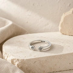 999 Sterling Silver Cat Paw Balance Ring featuring Silver