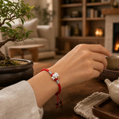 999 Sterling Silver Chinese Zodiac Luck Strength Red String Bracelet featuring Silver, Red String, Jade