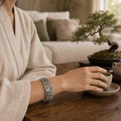 999 Sterling Silver Dragon Strength Protection Bracelet Bangle featuring Silver, Dragon, The Phoenix