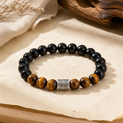 999 Sterling Silver Ebony Tiger Eye Black Obsidian Relax Bracelet featuring Silver, Ebony, Tiger Eye