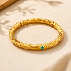 999 Sterling Silver Golden Flower Hollow Design Blessing Bracelet Bangle featuring Silver