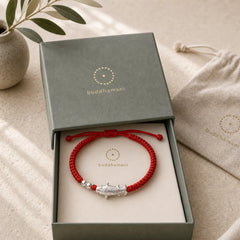 999 Sterling Silver Koi Fish Design 990 Sterling Silver Bead Red String Luck Bracelet featuring Silver, Koi Fish, Red String