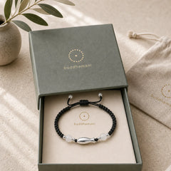 999 Sterling Silver Koi Fish White Agate Braided Rope Protection Bracelet featuring Silver, Koi Fish, White Agate