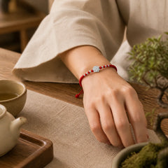 999 Sterling Silver Lotus Symbol 990 Sterling Silver Bead Red String Luck Bracelet featuring Silver, Lotus Symbol, Lotus