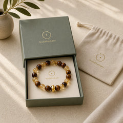 999 Sterling Silver Natural Citrine Tiger Eye Peace Buckle Protection Bracelet featuring Silver, Citrine, Tiger Eye