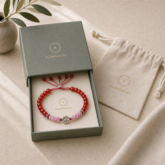 999 Sterling Silver Natural Red Agate Pink Crystal Cherry blossom Bracelet featuring Silver, Red Agate, Pink Crystal