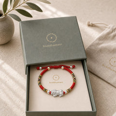999 Sterling Silver PiXiu Wealth King Kong Knot String Braided Kids Child Bracelet featuring Silver, Pixiu, Red String