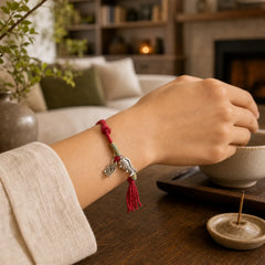 999 Sterling Silver Red String Lucky Koi Fish Protection Bracelet featuring Silver, Red String, Koi Fish