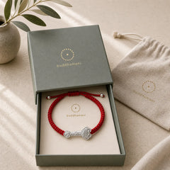 999 Sterling Silver Ruyi Fu Character Luck Red String Connection Braided Bracelet featuring Silver, Fu Character, Red String