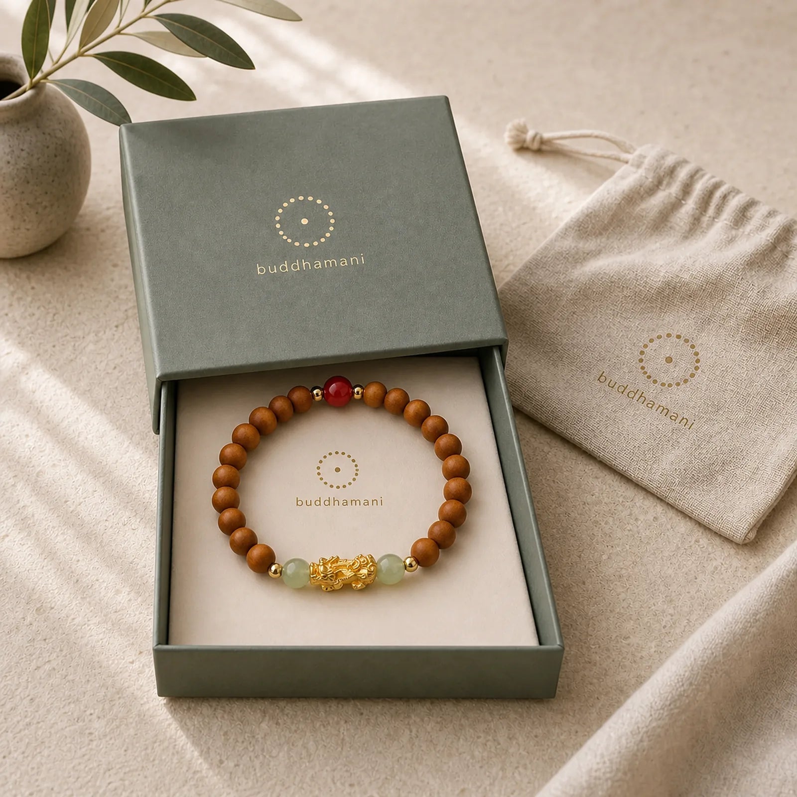 999 Sterling Silver Sandalwood Ebony Wood Small Leaf Red Sandalwood Hetian Jade Cinnabar PiXiu Wealth Bracelet featuring Silver, Sandalwood, Ebony Wood