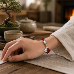 999 Sterling Silver Year Of The Horse Lucky Bead Protection Red Rope Bracelet featuring Silver, Horse, Red String