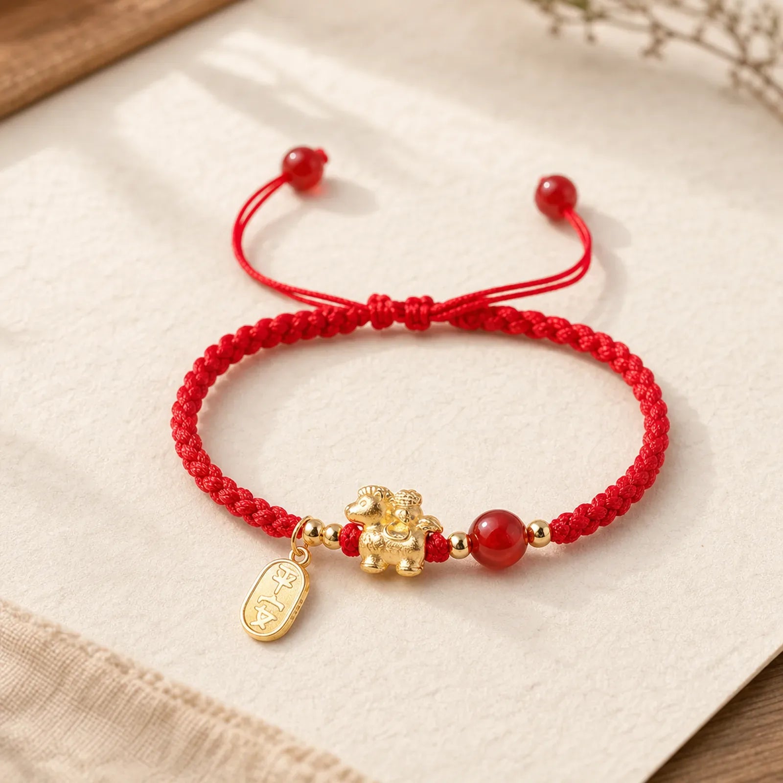 999 Sterling Silver Year Of The Horse Peaceful And Rich Success String Bracelet featuring Silver, Horse, Red String