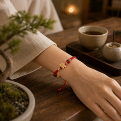 999 Sterling Silver Year Of The Horse Peaceful And Rich Success String Bracelet featuring Silver, Horse, Red String