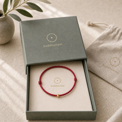 "A Simple Wish for You" 925 Sterling Silver Plated Gold Single Bead Red Rope Bracelet Anklet Includes Gift Message Card featuring Silver, Red String
