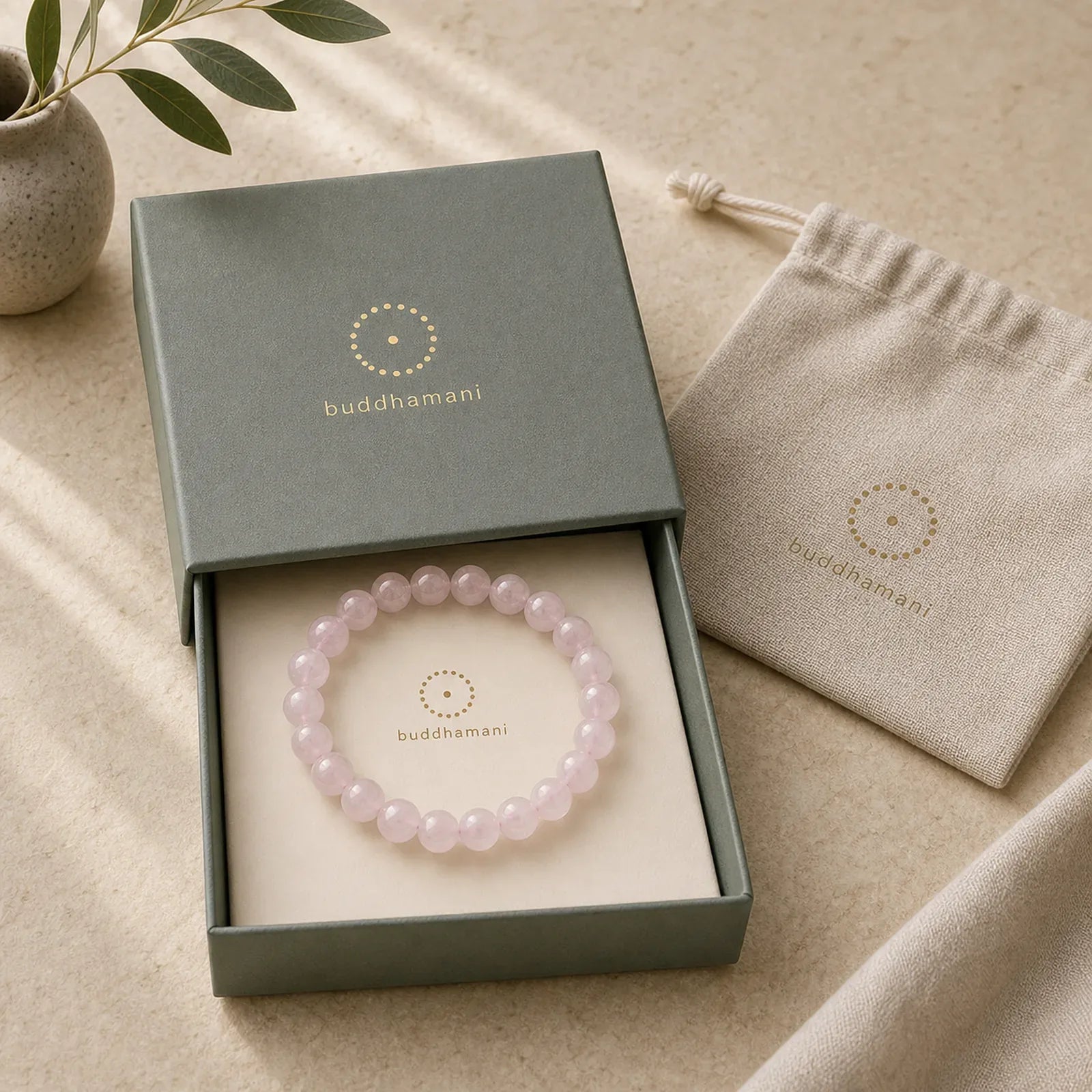 "All the Best for Love and Harmony" Stone Quartz Bracelet Includes Gift Message Card featuring Rose Quartz, Rainbow Obsidian, Silver