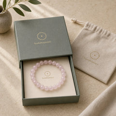 "All the Best for Love and Harmony" Stone Quartz Bracelet Includes Gift Message Card featuring Rose Quartz, Rainbow Obsidian, Silver