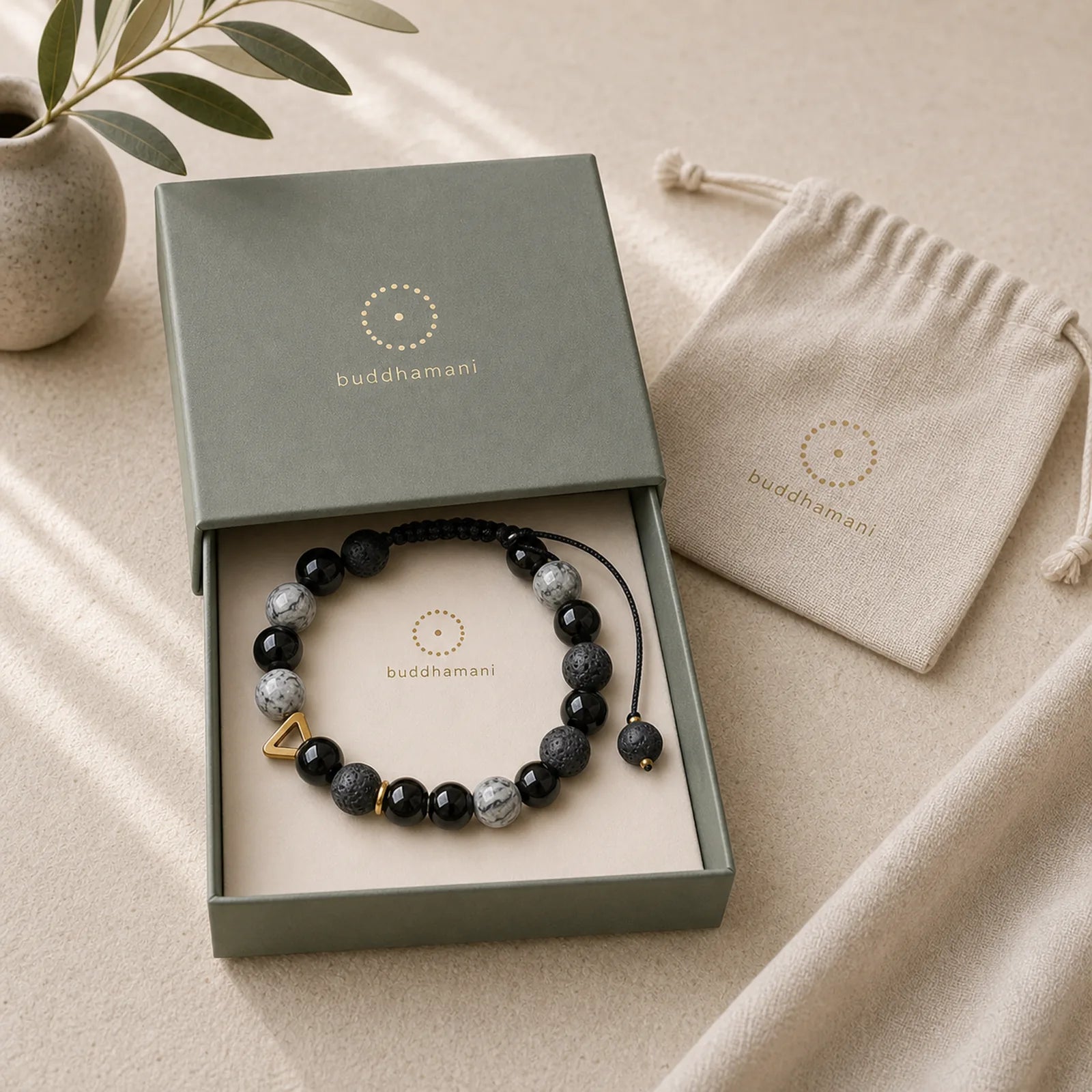 "All the Best for Strength and Grounding" Obsidian Bracelet Includes Gift Message Card featuring Black Obsidian, Lava Rock, Yin Yang Symbol