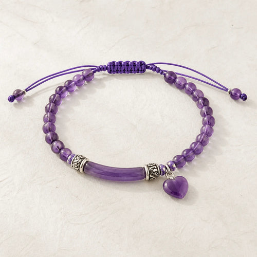 "All the best for Calm and Wisdom" Amethyst Love Bracelet Includes Gift Message Card featuring Amethyst