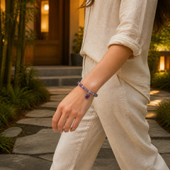 "All the best for Calm and Wisdom" Amethyst Love Bracelet Includes Gift Message Card featuring Amethyst