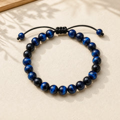 "All the best for Focus and Clarity" Tiger Eye Bracelet Includes Gift Message Card featuring Tiger Eye, Blue Tiger Eye