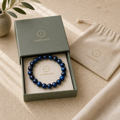"All the best for Focus and Clarity" Tiger Eye Bracelet Includes Gift Message Card featuring Tiger Eye, Blue Tiger Eye