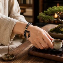 "All the best for Luck and Confidence" Obsidian Bracelet Includes Gift Message Card featuring Obsidian, Golden Obsidian, Gold Sheen Obsidian