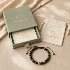 "All the best for Luck and Confidence" Obsidian Bracelet Includes Gift Message Card featuring Obsidian, Golden Obsidian, Gold Sheen Obsidian