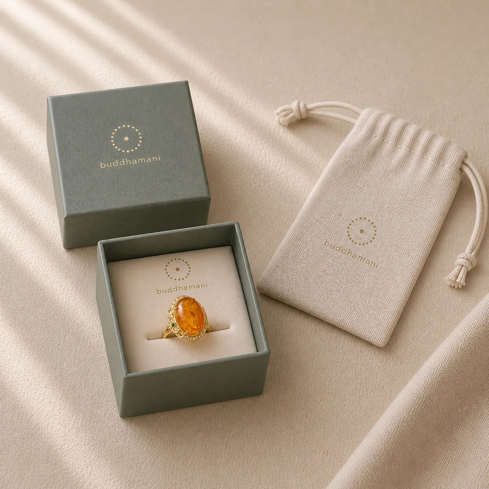 Amber Flower Pigeon Egg Pattern Focus Ring featuring Amber, Copper