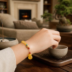 Amber Gourd Multilayer Confidence Bracelet featuring Amber, Red Agate