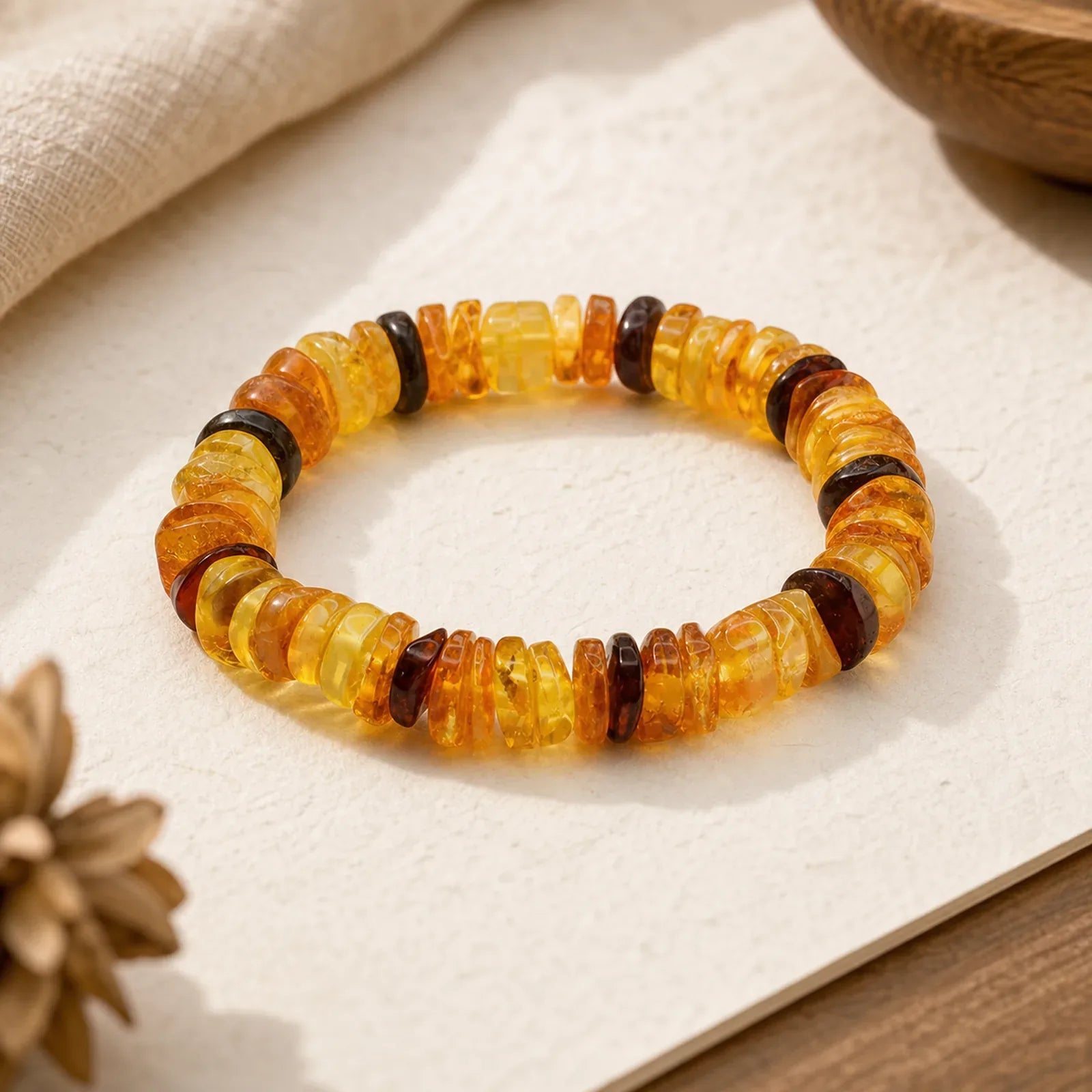 Amber Peace Buckle Confidence Bracelet featuring Amber, Peace Buckle, Copper
