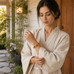 Amber Peace Buckle Confidence Bracelet featuring Amber, Peace Buckle, Copper