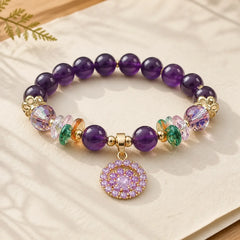 Amethyst Green Crystal Citrine White Crystal Spiritual Awareness Bracelet featuring Amethyst, Green Crystal, Citrine