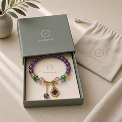 Amethyst Green Crystal Citrine White Crystal Spiritual Awareness Bracelet featuring Amethyst, Green Crystal, Citrine
