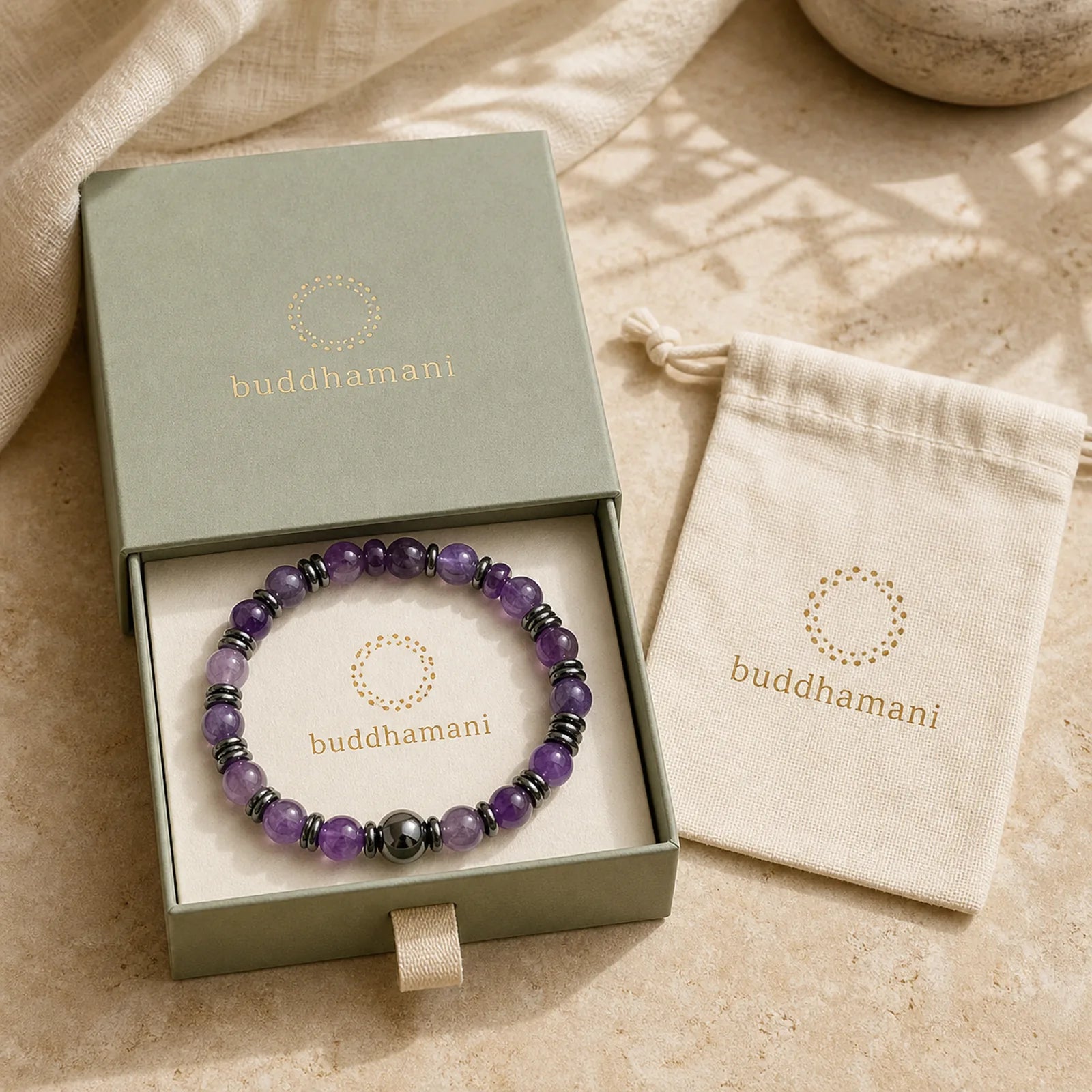 Amethyst Hematite Spiritual Awareness Bracelet featuring Amethyst, Hematite