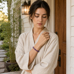 Amethyst Lazurite Various Crystal Stone Healing Positive Bracelet featuring Amethyst, Lapis Lazuli (Lazurite), Green Phantom