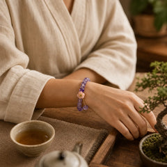 Amethyst Peach Blossom Fortune Meditation Bracelet featuring Amethyst