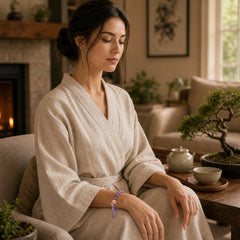Amethyst Peach Blossom Fortune Meditation Bracelet featuring Amethyst
