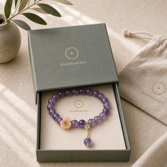 Amethyst Peach Blossom Fortune Meditation Bracelet featuring Amethyst