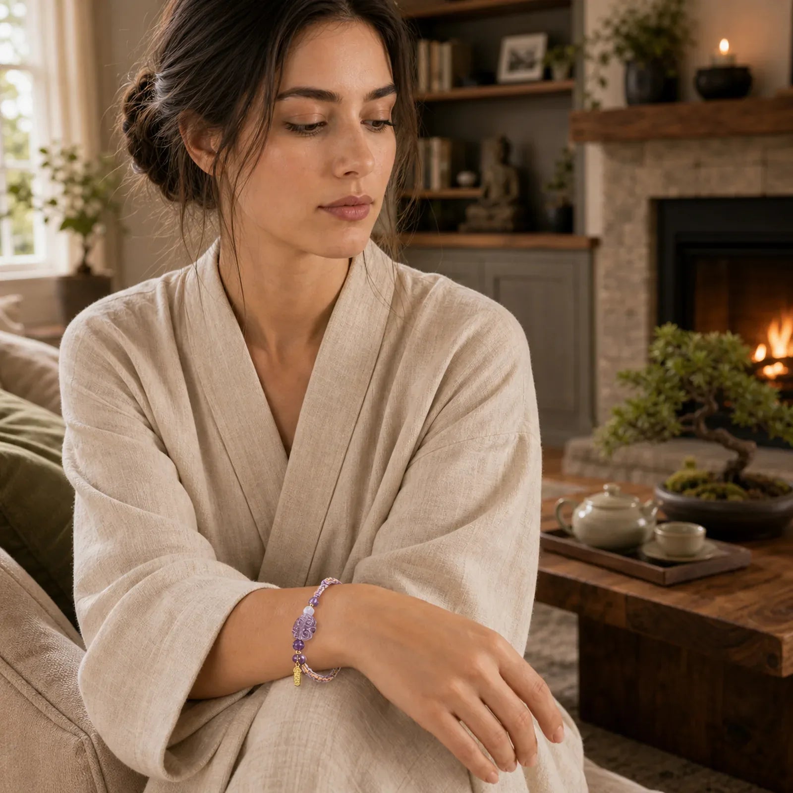 Amethyst Pixiu Balance Lucky Bracelet featuring Amethyst, Pixiu