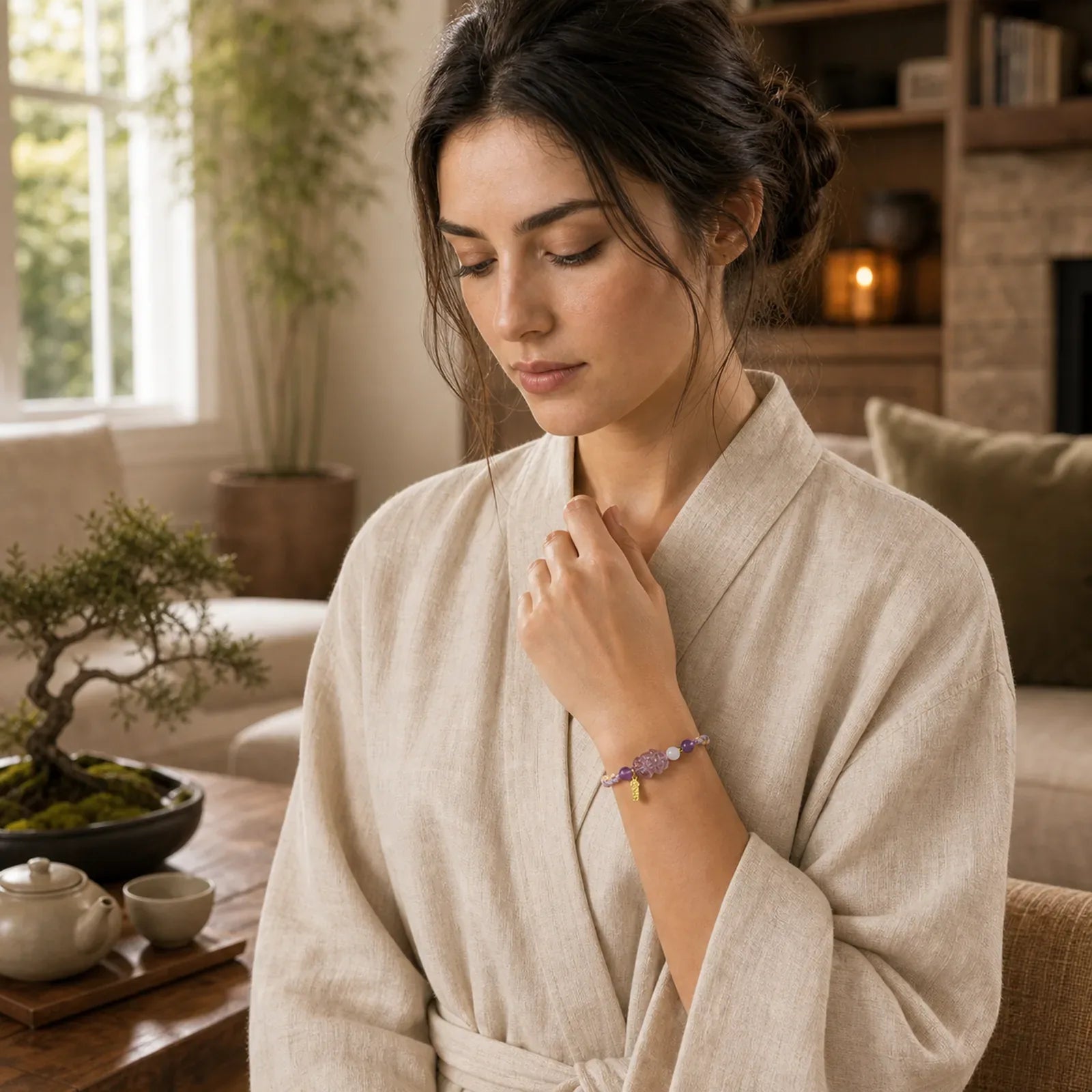 Amethyst Pixiu Balance Lucky Bracelet featuring Amethyst, Pixiu
