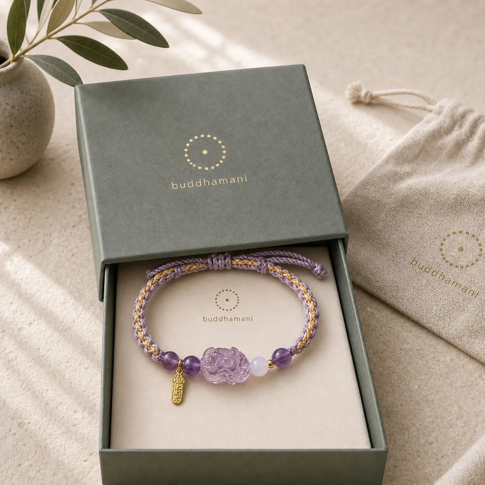 Amethyst Pixiu Balance Lucky Bracelet featuring Amethyst, Pixiu