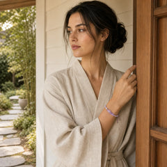 Amethyst Purify Knit Bracelet featuring Amethyst, Tiger Eye, Pink Crystal
