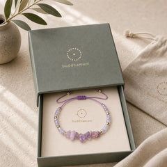 Amethyst Purify Knit Bracelet featuring Amethyst, Tiger Eye, Pink Crystal