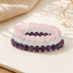 Amethyst Rose Quartz Crystal Spiritual Awareness Bracelet featuring Amethyst, Rose Quartz
