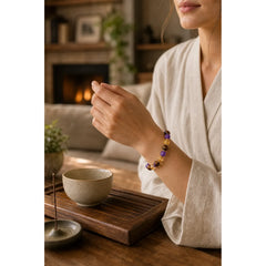 Amethyst Tiger Eye Citrine Spacer Beads Healing Bracelet featuring Amethyst, Tiger Eye, Citrine