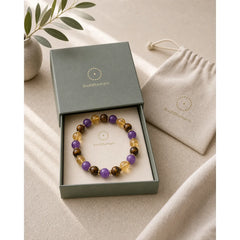 Amethyst Tiger Eye Citrine Spacer Beads Healing Bracelet featuring Amethyst, Tiger Eye, Citrine