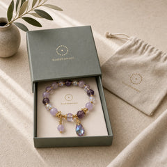Amethyst White Crystal Drop Meditation Bracelet featuring Amethyst, Clear Quartz / White Crystal
