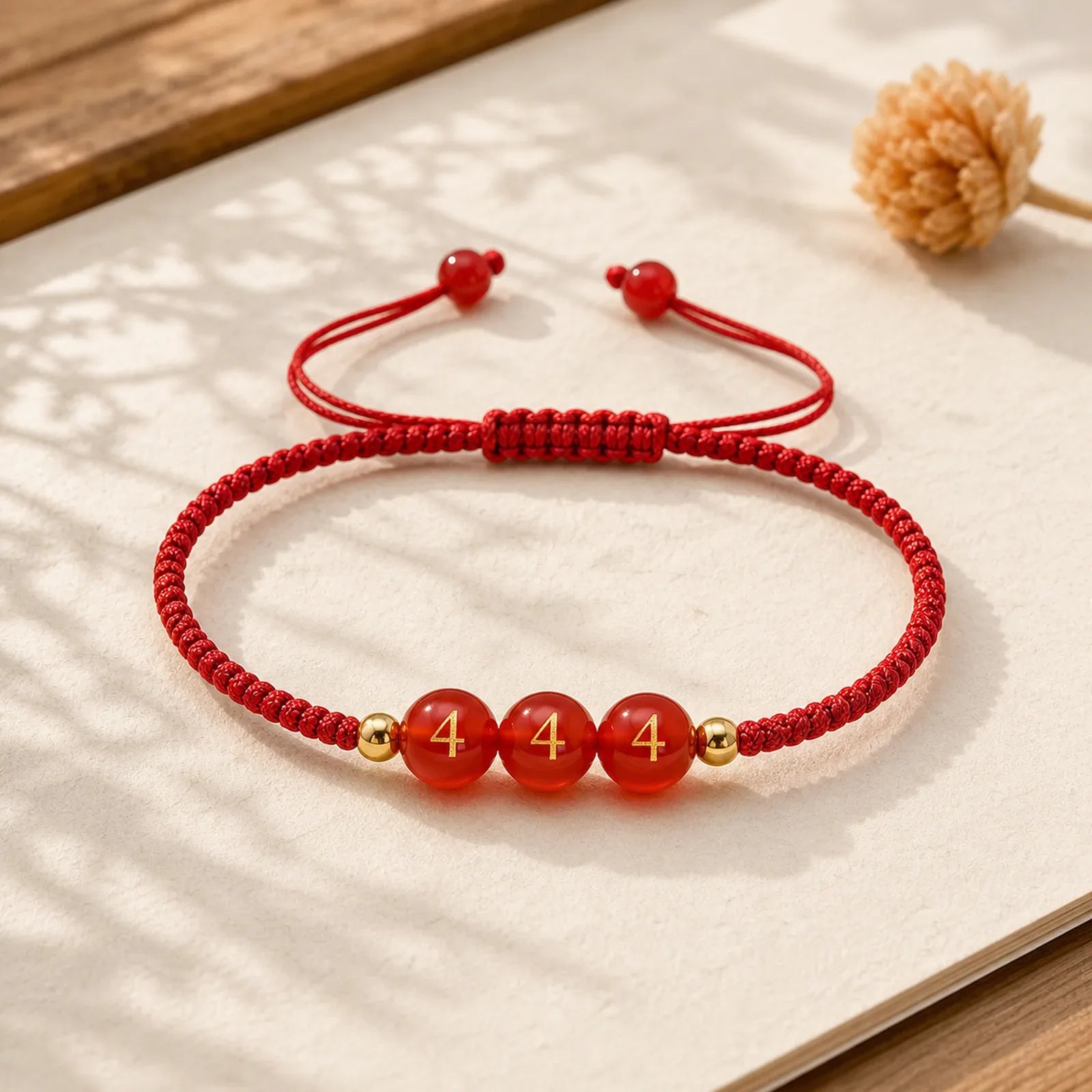 Angel Number Red String Red Agate Beads Luck Braided Adjustable Bracelet featuring Red String, Red Agate