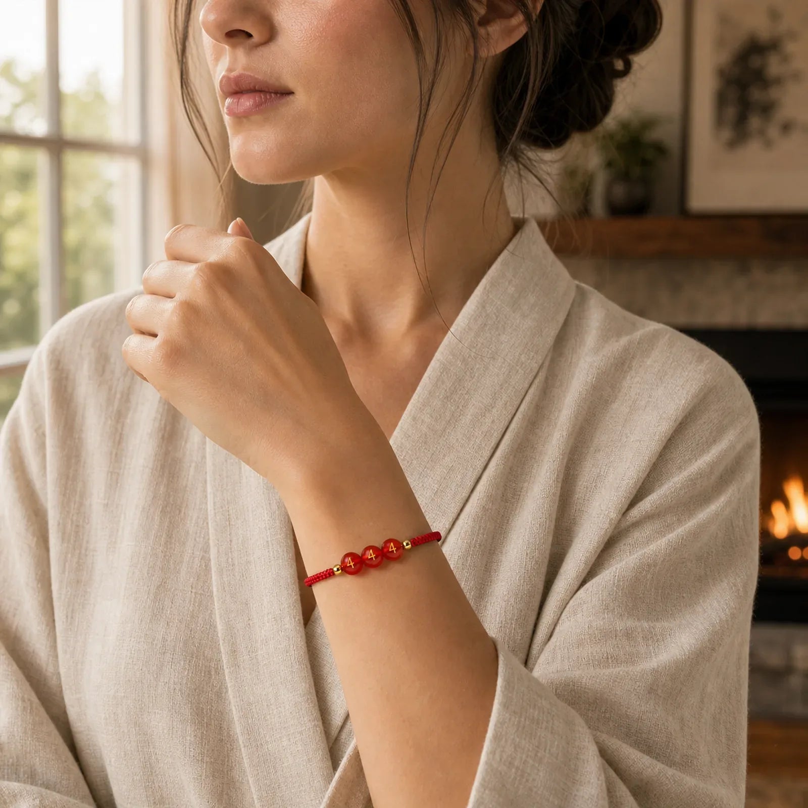 Angel Number Red String Red Agate Beads Luck Braided Adjustable Bracelet featuring Red String, Red Agate